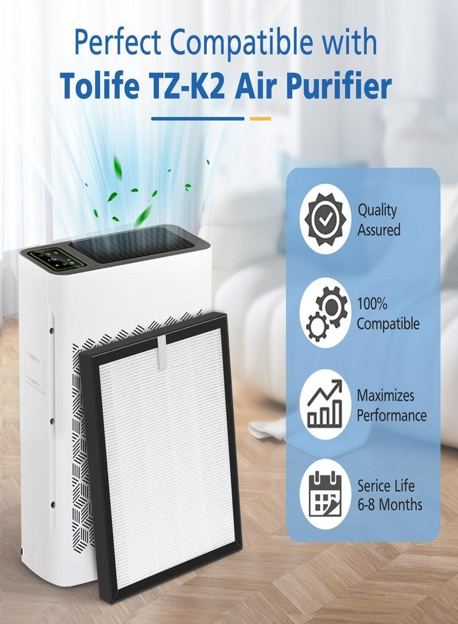 LINNIW TZ-K2 Replacement Filter Compatible with ToLife Air Purifier TZ-K2, 3-in-1 High-Efficiency H13 HEPA TZ-K2 Filter, Activated Carbon and Pre-filter, TZ-K2-A replacement filter, 3 Pack - Image 2