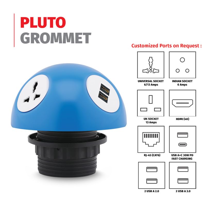 MX Power Converter with 2 Univasal Socket 2 HDMI Ports MultiPlug Pluto Grommet Power Hub Extension Socket for Home Office Hotels and Other Public Spaces - Image 2