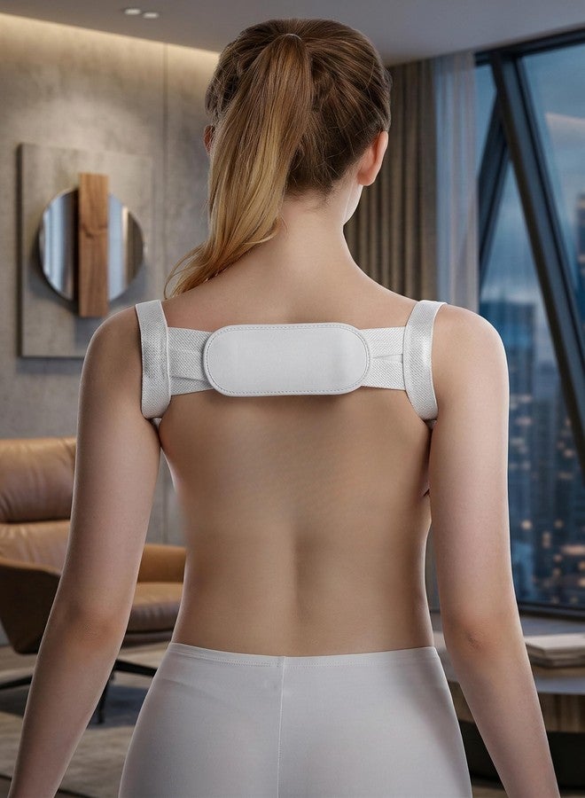 VANIBHA Posture Corrector - Adjustable Back Brace for Men and Women - Relieves Neck, Shoulder, Clavicle, and Back Pain, Breathable Design (White) - Image 1