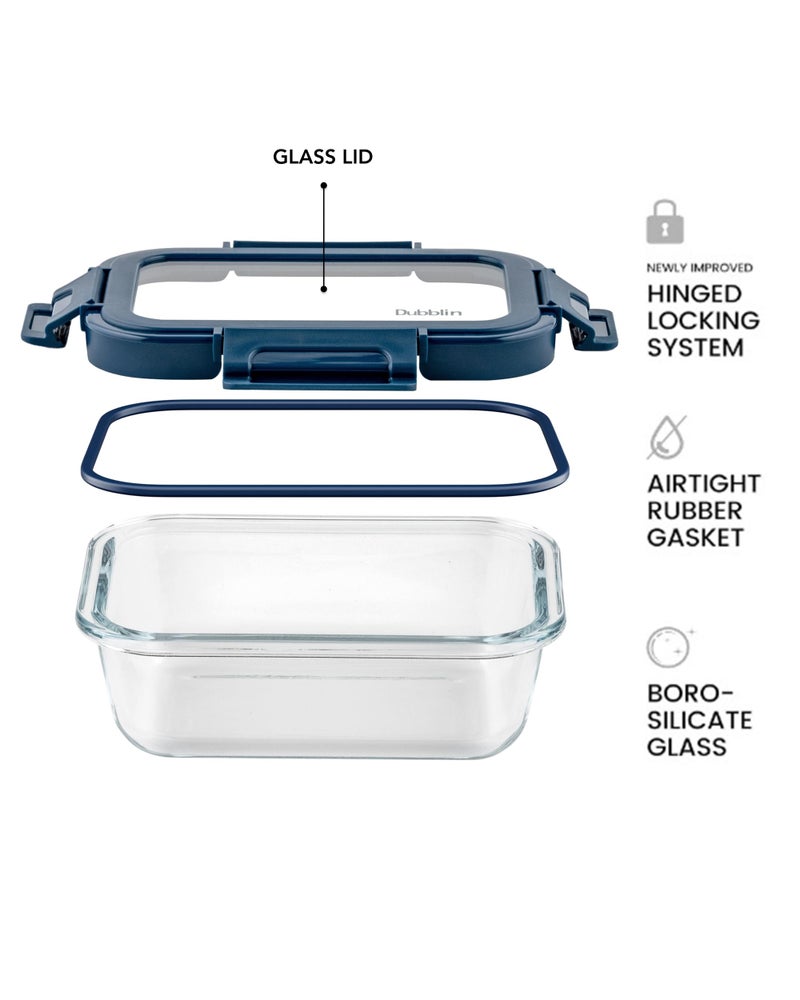 DUBBLIN Keep In Glass Borosilicate Glass Container 370ml - Rectangular, Clear | Oven, Freezer & Microwave Safe Storage Solution (1 Piece) - Image 3