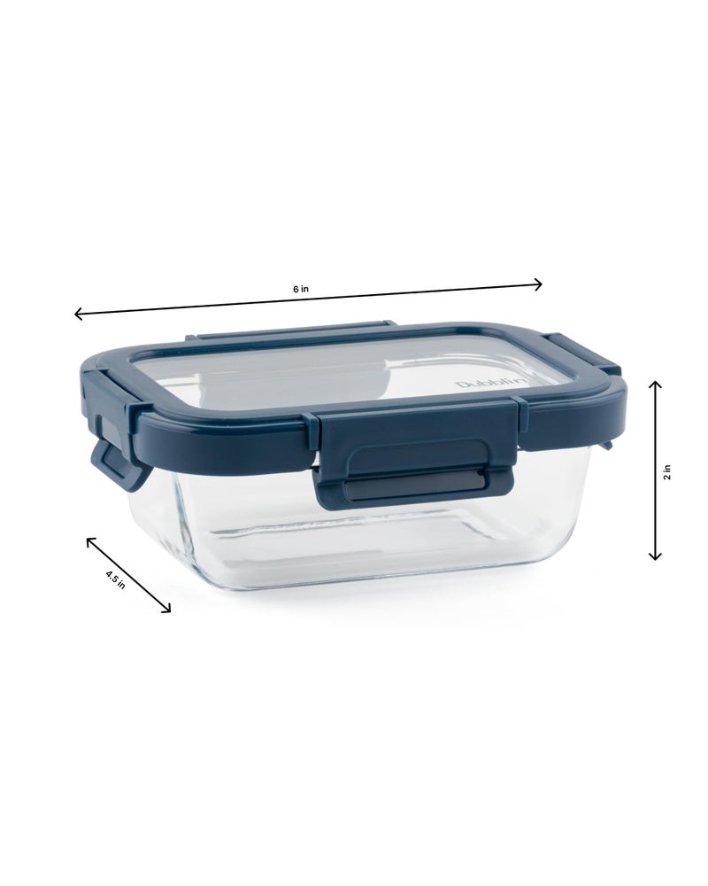 DUBBLIN Keep In Glass Borosilicate Glass Container 370ml - Rectangular, Clear | Oven, Freezer & Microwave Safe Storage Solution (1 Piece) - Image 4