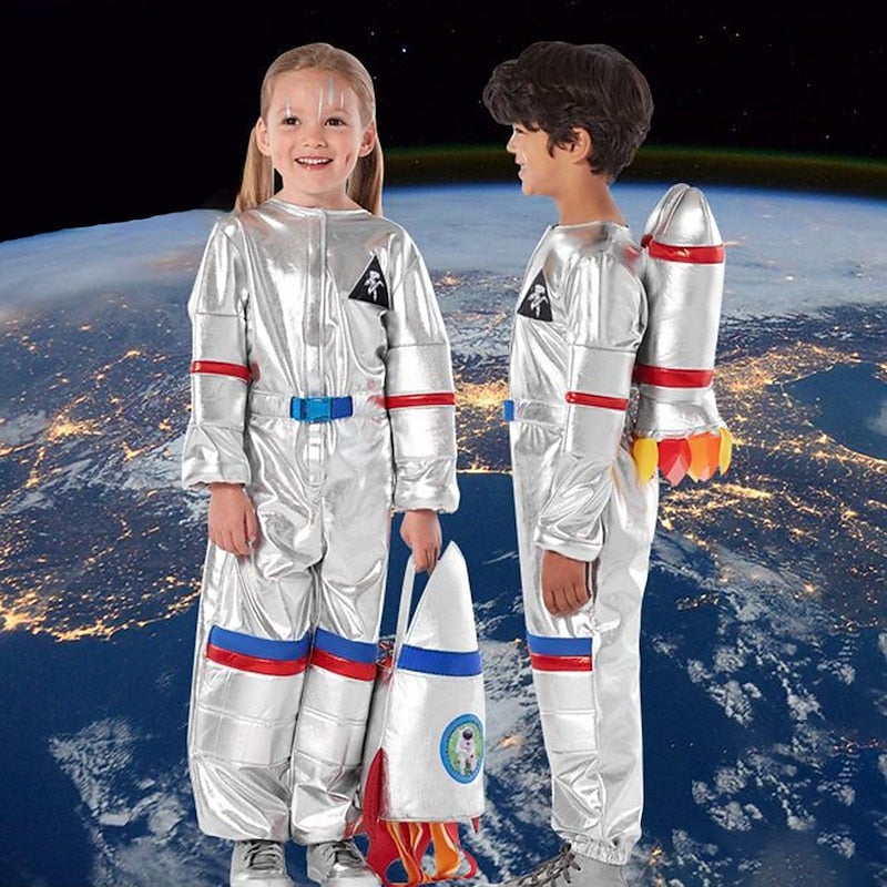Y&D Onesies Astronaut Cosplay Kid's Boys' Girls' Carnival Masquerade Mardi Gras Carnival Halloween Performance Easy Halloween Costumes Dress Up - Image 2