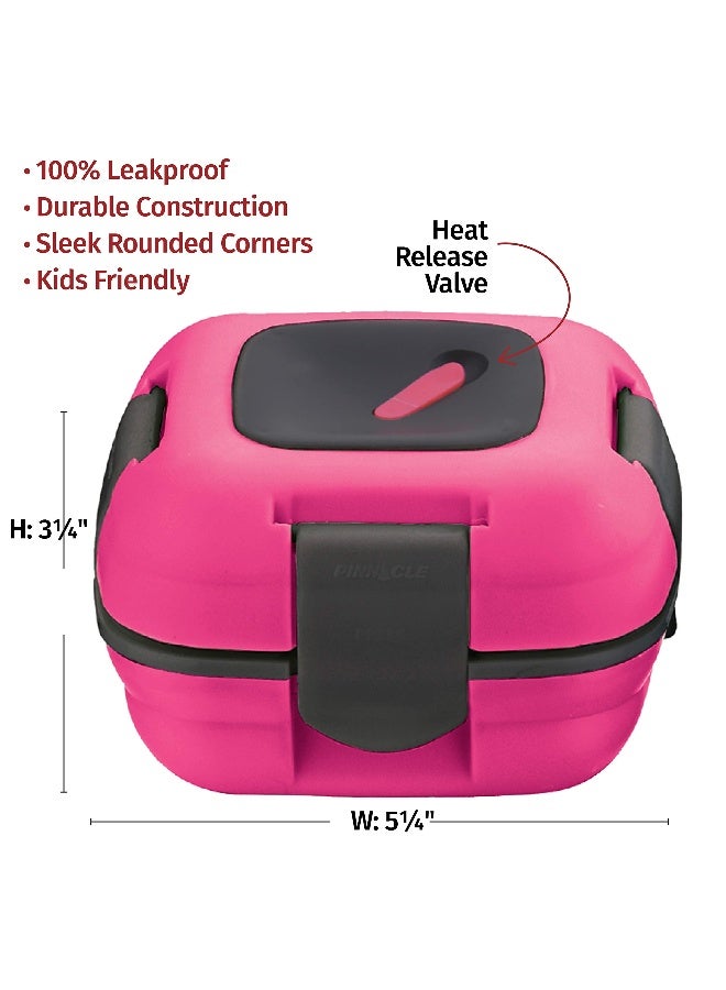 Pinnacle Insulated Leak Proof Lunch Box for Adults and Kids - Thermal Lunch Container With NEW Heat Release Valve, 16 oz (Pink) - Image 5