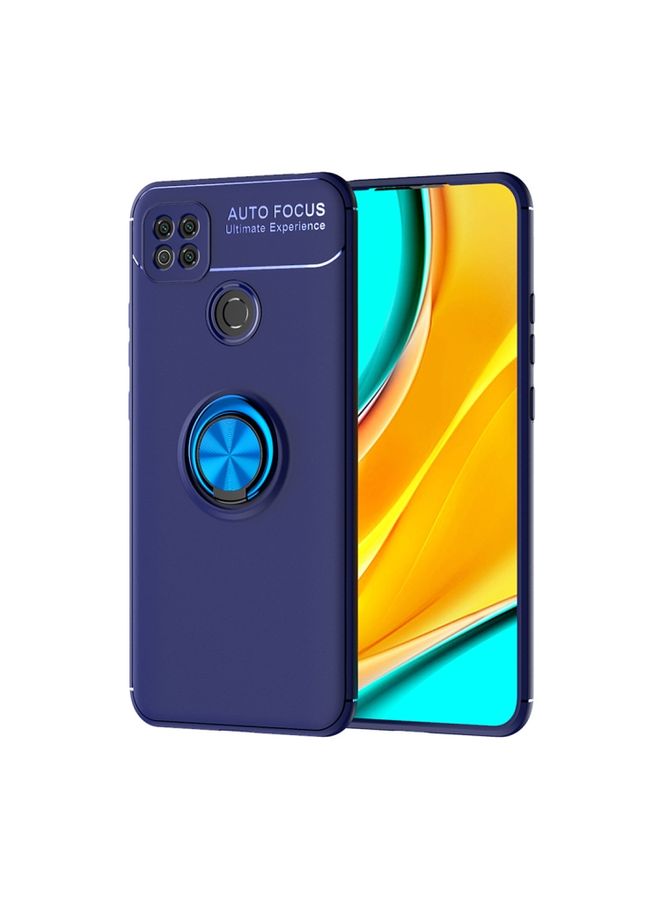 Case Cover For Xiaomi Redmi 9C Metal Ring Holder 360 Degree Rotating TPU Case Blue+Blue