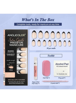 Press On Nails,Black French Tip Press On Nails,Press On Nails Short,Short Almond Nails,30 Pcs Soft Gel Fake Nails In 15 Sizes, Reusable Fake Nails Kit (A106, 30 Count) - pzsku/Z4922D2DE3EF7C5420AD7Z/45/_/1734182944/de449723-95f9-458c-932b-e9c257c6f1c8
