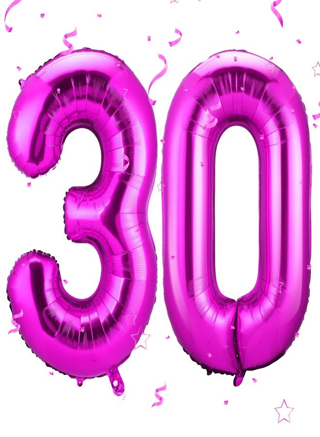 Gejoy 40 Inch Number 30 Balloons Jumbo 30 Foil Giant Number 30 Balloons for 30th Birthday Party Decorations and Rip to My 20s Anniversary Event(Hot Pink) - Image 1