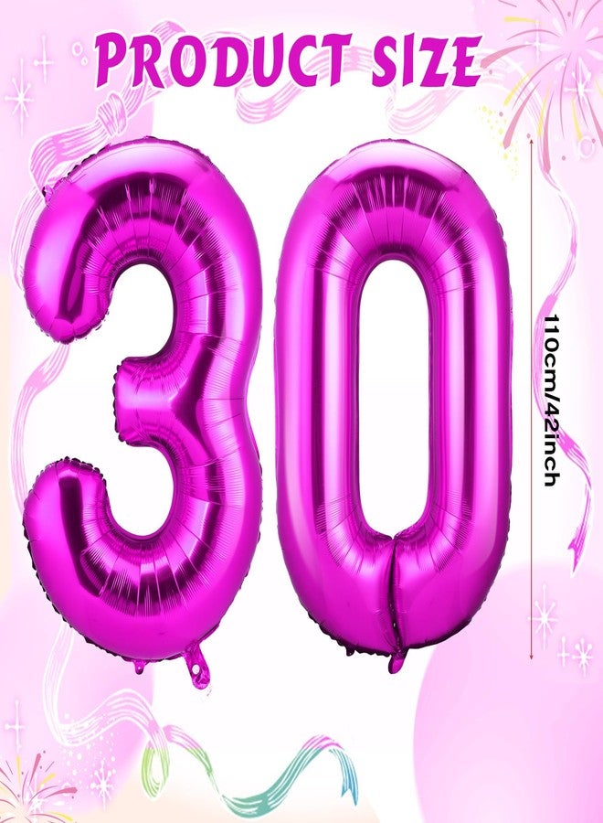 Gejoy 40 Inch Number 30 Balloons Jumbo 30 Foil Giant Number 30 Balloons for 30th Birthday Party Decorations and Rip to My 20s Anniversary Event(Hot Pink) - Image 2