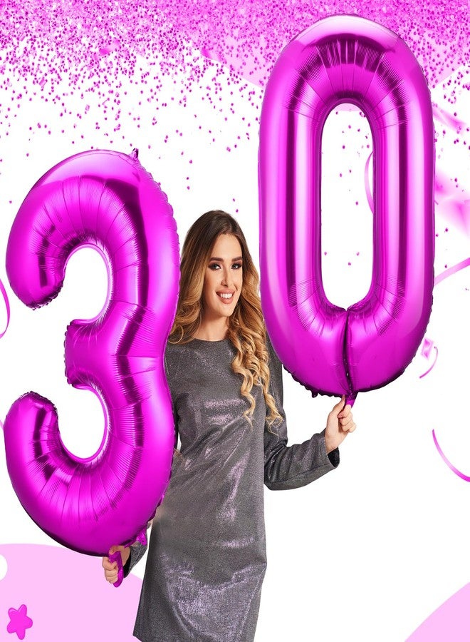 Gejoy 40 Inch Number 30 Balloons Jumbo 30 Foil Giant Number 30 Balloons for 30th Birthday Party Decorations and Rip to My 20s Anniversary Event(Hot Pink) - Image 5