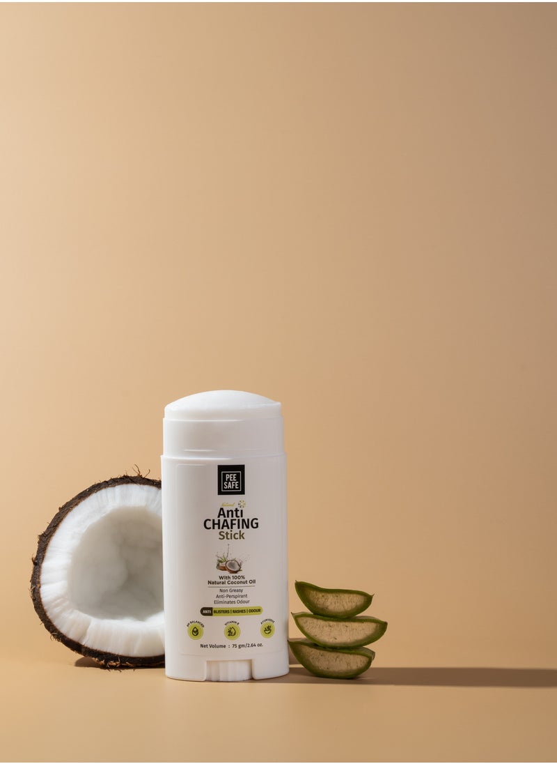PEESAFE - PeeSafe 100% Natural Anti Chafing Stick for Underarms and Inner Thighs, Suitable for Blisters, Rashes & Odour, Coconut Oil, Aloe Vera and Vitamin E, Paraben & Silicon Free, Maintain Skin PH, 75gm - Image 1