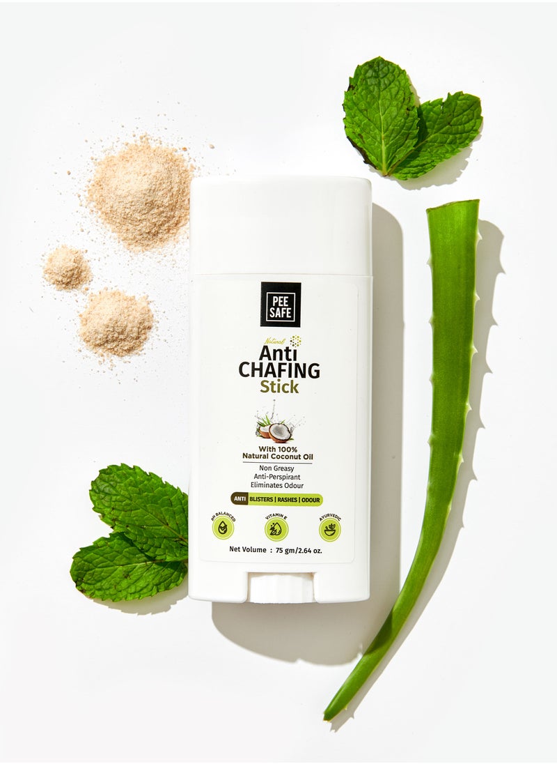 PEESAFE - PeeSafe 100% Natural Anti Chafing Stick for Underarms and Inner Thighs, Suitable for Blisters, Rashes & Odour, Coconut Oil, Aloe Vera and Vitamin E, Paraben & Silicon Free, Maintain Skin PH, 75gm - Image 1