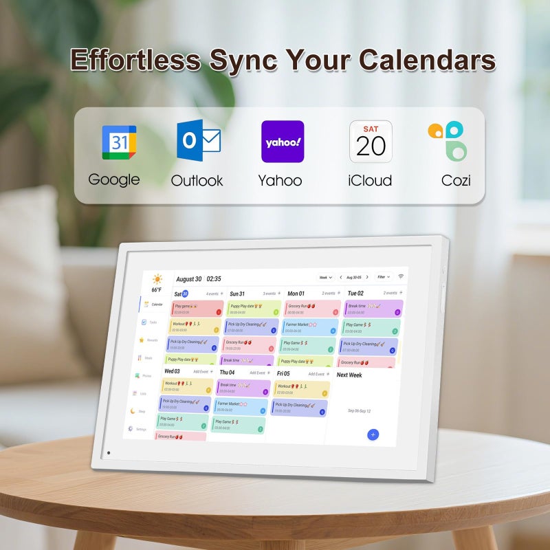 Moonka 10.1 Inch Smart Digital Calendar Planner & Chore Chart, IPS HD Touchscreen Interactive Display, Smart Family Planner/Digital Picture Frame for Seamless Scheduling - Image 2