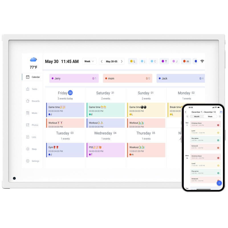 Moonka 10.1 Inch Smart Digital Calendar Planner & Chore Chart, IPS HD Touchscreen Interactive Display, Smart Family Planner/Digital Picture Frame for Seamless Scheduling - Image 1