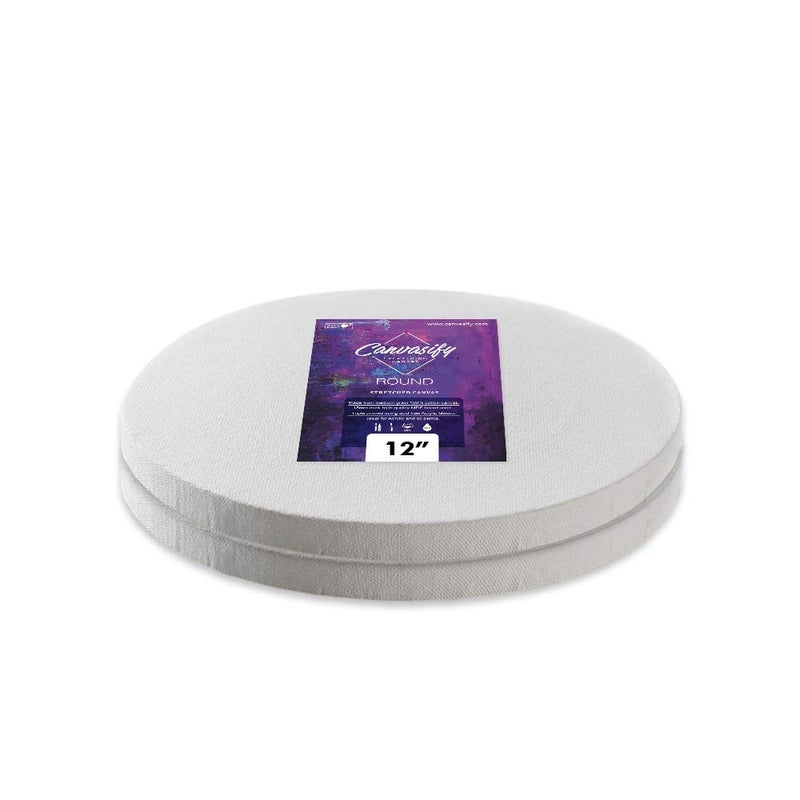 Canvasify Medium Grain Stretched Round Canvas (12" (Pack of 2)) - Image 1