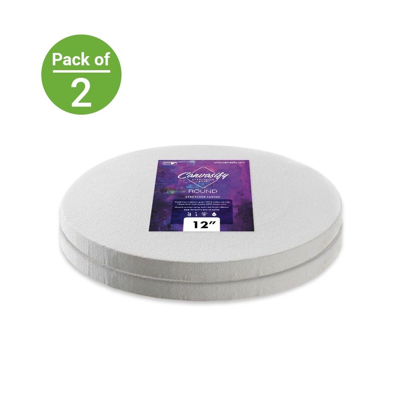 Canvasify Medium Grain Stretched Round Canvas (12" (Pack of 2)) - Image 2