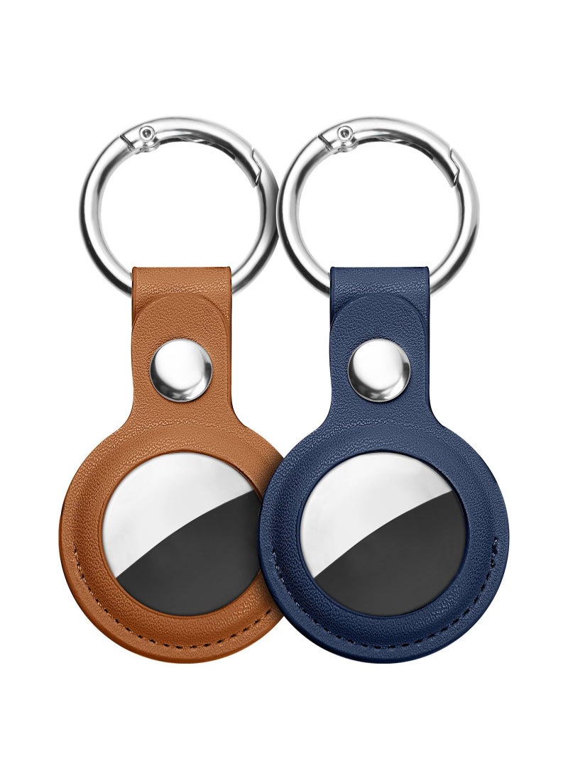 Generic - 4-Pack Leather Keychain Cases for Apple AirTags: Multi-Color Protective Covers with AirTag Key Rings, Compatible with Apple AirTag Dog Collars - Image 1