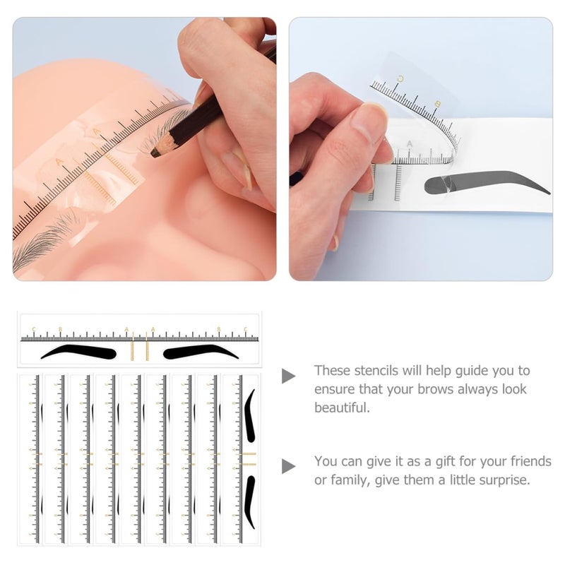عشرة قطع من أدوات قياس لرسم حواجب (Eyebrow Stencils Measuring Rulers)، مثالية لتحديد مواقع الحواجب بدقة، سواء للمبتدئين أو المحترفين، أداة مكياج سهلة الاستخدام للحصول على حواجب متماثلة الشكل. - Image 5