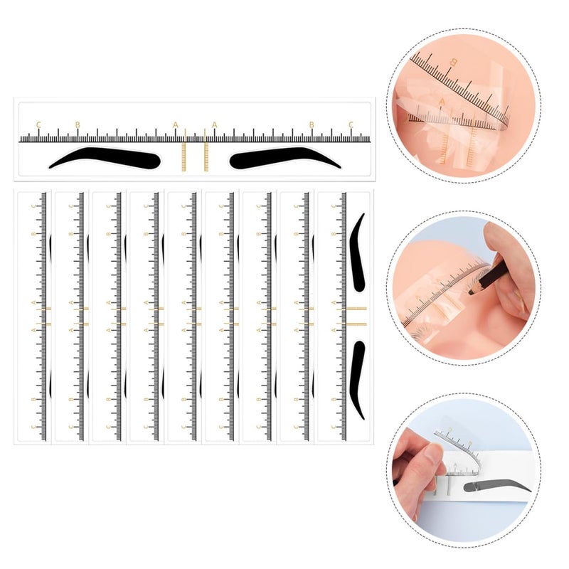 عشرة قطع من أدوات قياس لرسم حواجب (Eyebrow Stencils Measuring Rulers)، مثالية لتحديد مواقع الحواجب بدقة، سواء للمبتدئين أو المحترفين، أداة مكياج سهلة الاستخدام للحصول على حواجب متماثلة الشكل. - Image 3