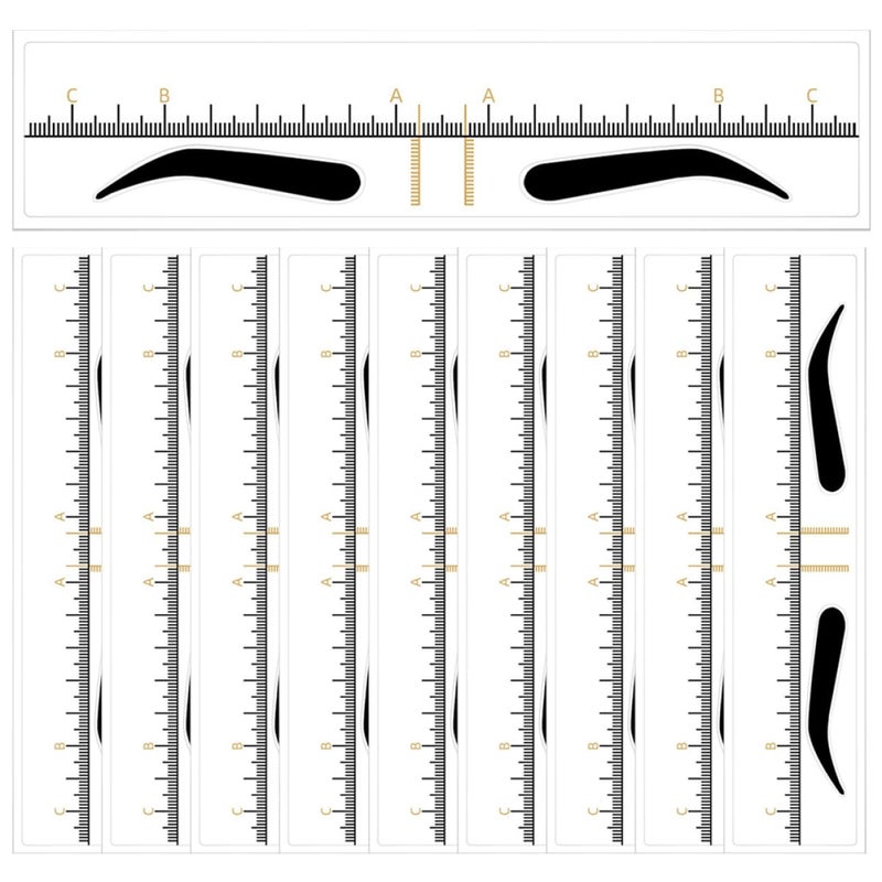 عشرة قطع من أدوات قياس لرسم حواجب (Eyebrow Stencils Measuring Rulers)، مثالية لتحديد مواقع الحواجب بدقة، سواء للمبتدئين أو المحترفين، أداة مكياج سهلة الاستخدام للحصول على حواجب متماثلة الشكل. - Image 1