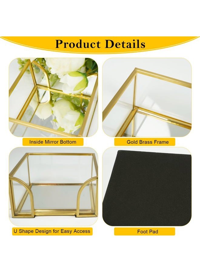 Shonmogar Sticky Note Holder Glass Post It Note Dispenser, 3 x 3 Inch Gold Sticky Note Dispenser, Stylish Post It Holder for Desk Home Office Decor - Image 4