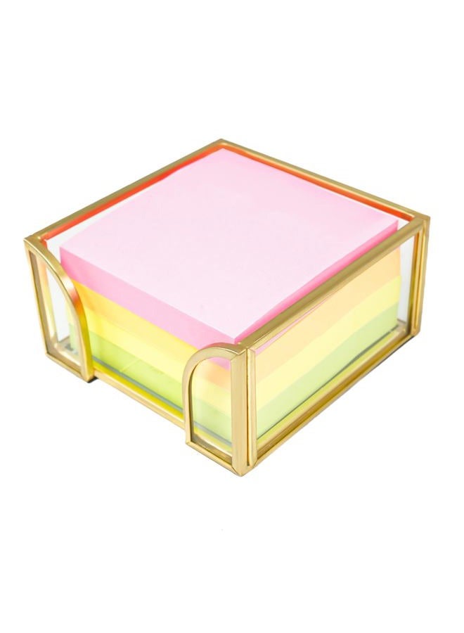 Shonmogar Sticky Note Holder Glass Post It Note Dispenser, 3 x 3 Inch Gold Sticky Note Dispenser, Stylish Post It Holder for Desk Home Office Decor - Image 1