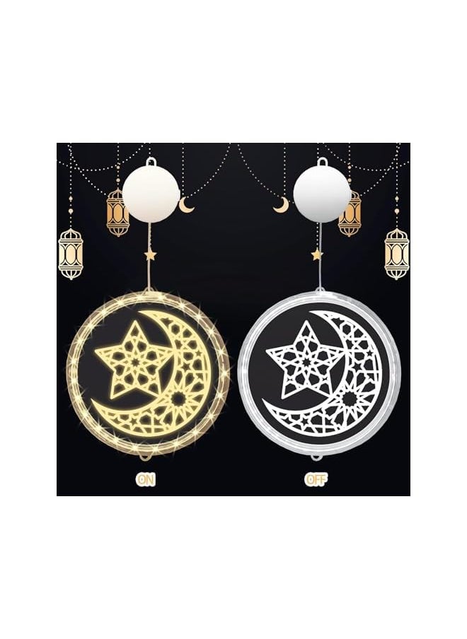 The Bros Decorative hangging lights Ramadan Lights Moons and Stars, Ramadan Decorative Window Lights,LED Curtain Lights Wall Door Bedroom Outdoor Pathway Walkway Patio Decorations, Warm White (circular)  - Image 4