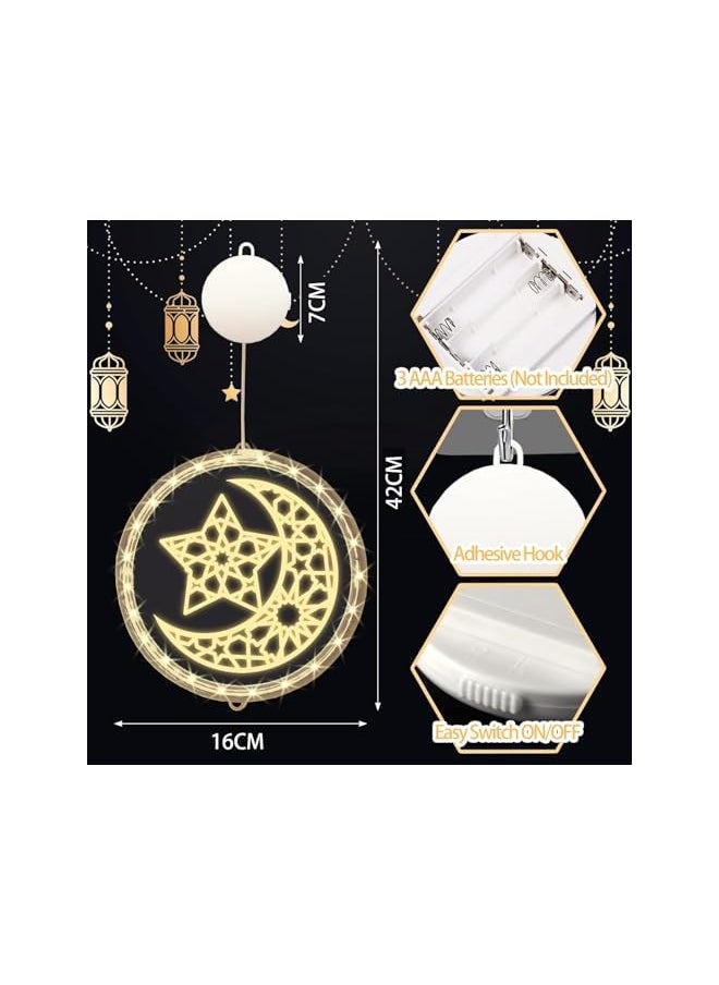 The Bros Decorative hangging lights Ramadan Lights Moons and Stars, Ramadan Decorative Window Lights,LED Curtain Lights Wall Door Bedroom Outdoor Pathway Walkway Patio Decorations, Warm White (circular)  - Image 3