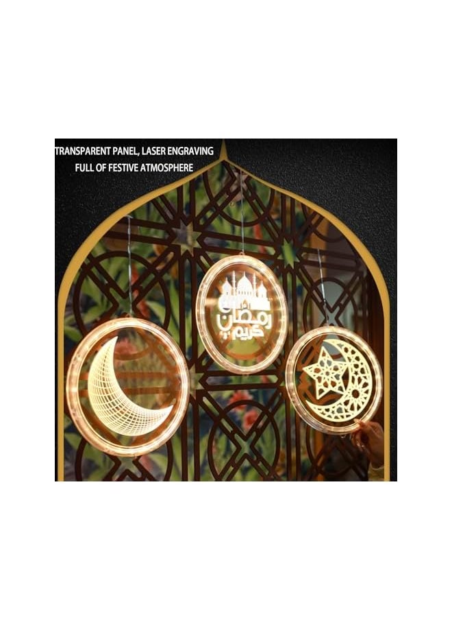 The Bros Decorative hangging lights Ramadan Lights Moons and Stars, Ramadan Decorative Window Lights,LED Curtain Lights Wall Door Bedroom Outdoor Pathway Walkway Patio Decorations, Warm White (circular)  - Image 5