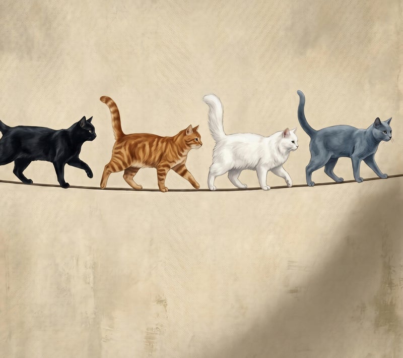TNESSENTIAL Cats On A Wire Print – Rustic Feline Wall Art, Neutral Farmhouse Decor, Whimsical Cat Poster, Earth Tone Animal Canvas, Pet Lover Gift - Image 2