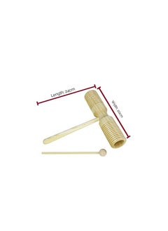 Generic Two Tone Wood Block Guiro Scraper with Wooden Beater, Percussion Rhythm Block  - Image 4