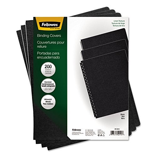 Fellowes Linen Texture Presentation Covers, 8 3/4 Inch X 11 1/4 Inch, 200 Per Pack, Black (52115) - Image 4