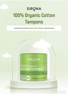 Sirona Organic Tampons for Women (18 Tampons) | FDA approved | 100% organic cotton | Biodegradable | Highly Absorbent | Rash free protection | Ultra Soft & Comfortable (Regular Flow) - pzsku/Z492337F710A381321CD9Z/45/_/1666863762/92c6f604-d06e-49c9-b822-7f280df27b6f