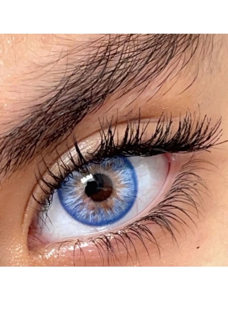 Unibling Peacock Blue Yearly Colored Unisex Cosmetic Contact Lenses, Enlargement Collection  - Image 1