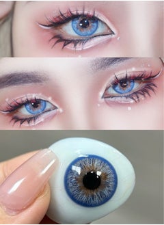 Unibling Peacock Blue Yearly Colored Unisex Cosmetic Contact Lenses, Enlargement Collection  - Image 3