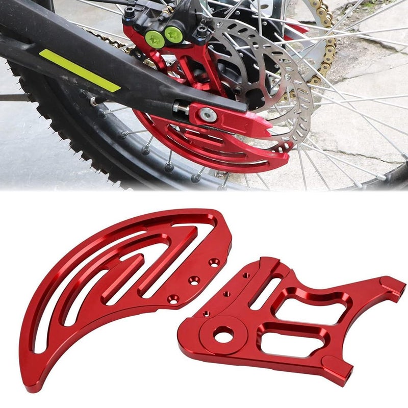 BILLFARO 2Pcs Rear Brake Disc Guard CoverDirt Pit Bike Aluminum Motorcycle Parts Sprocket Guards Derailleur Cover Caliper Chain Protector for Sur Ron SX Light BeeSegway X260 X160 RED