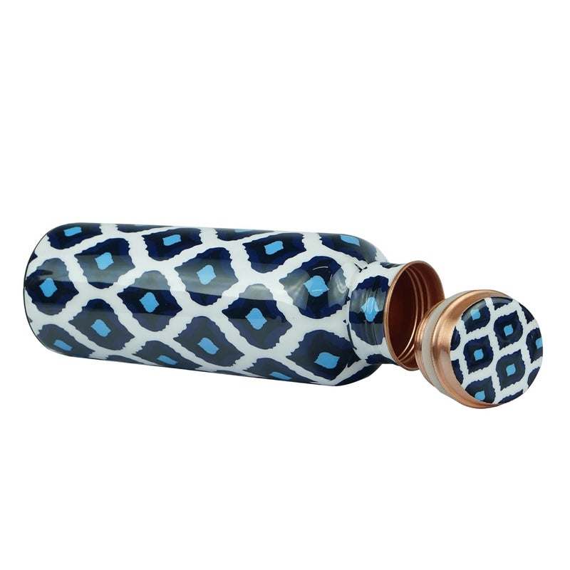 OGGN Multi Blue Printed Pure Copper Water Bottle AntiOxidant Material Durable Rust Proof Tamba Bottle for Drinking Perfect Stylish Office Carrying Bottles 500 Ml - Image 4