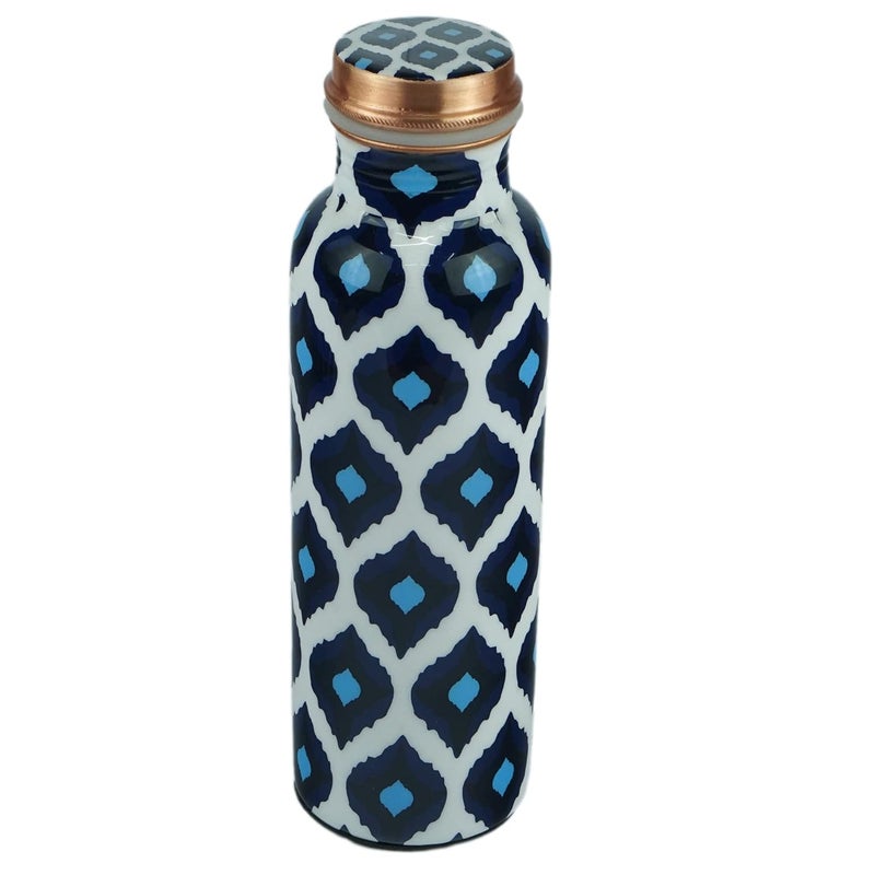 OGGN Multi Blue Printed Pure Copper Water Bottle AntiOxidant Material Durable Rust Proof Tamba Bottle for Drinking Perfect Stylish Office Carrying Bottles 500 Ml - Image 2