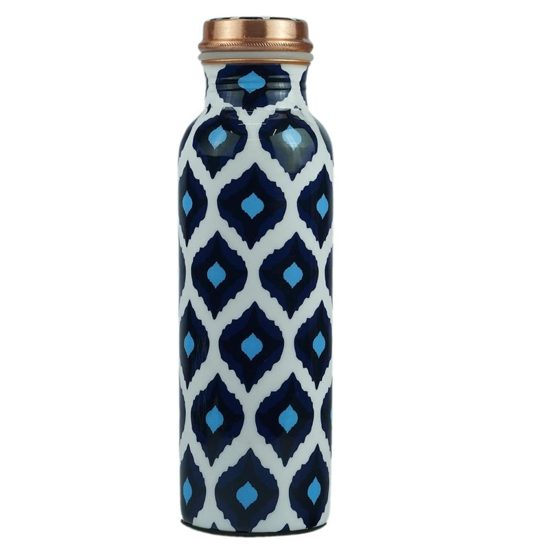 OGGN Multi Blue Printed Pure Copper Water Bottle AntiOxidant Material Durable Rust Proof Tamba Bottle for Drinking Perfect Stylish Office Carrying Bottles 500 Ml - Image 1