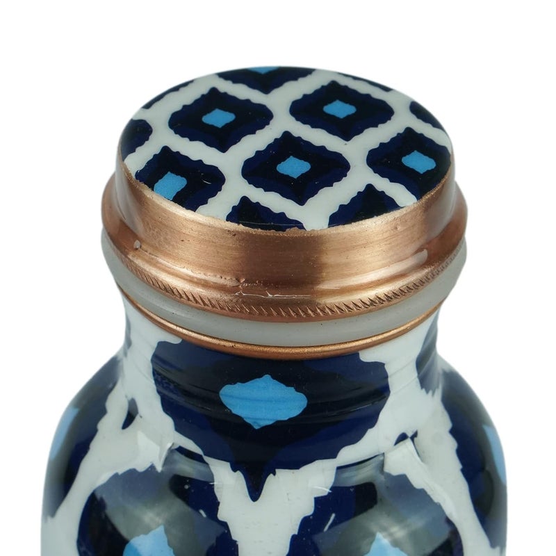 OGGN Multi Blue Printed Pure Copper Water Bottle AntiOxidant Material Durable Rust Proof Tamba Bottle for Drinking Perfect Stylish Office Carrying Bottles 500 Ml - Image 3
