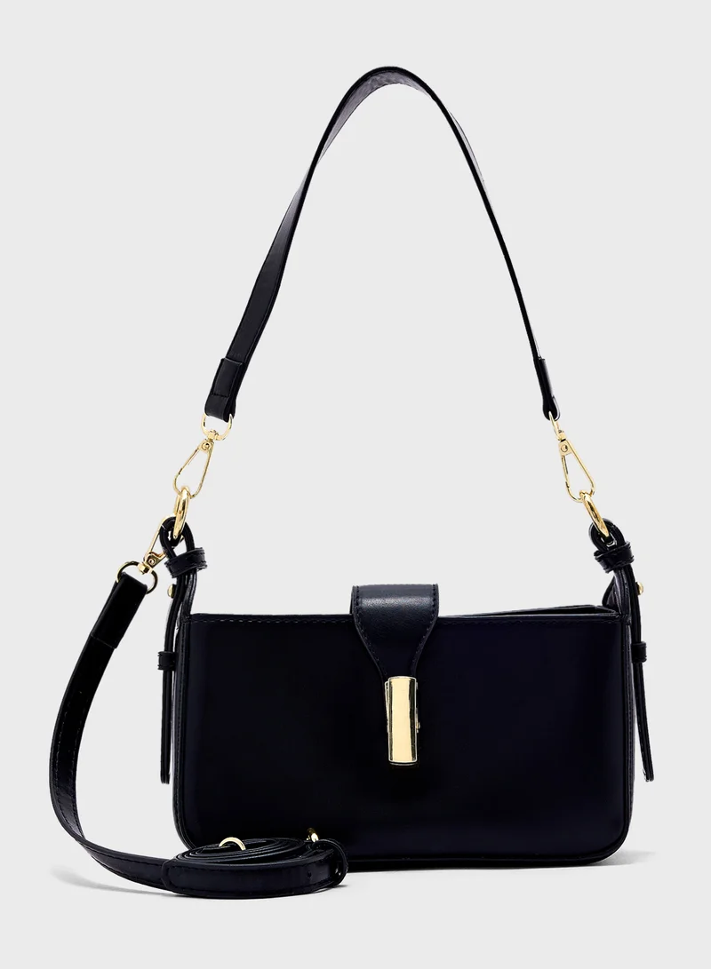 ايلا Metal Trim Detail Crossbody Bag With Long Strap