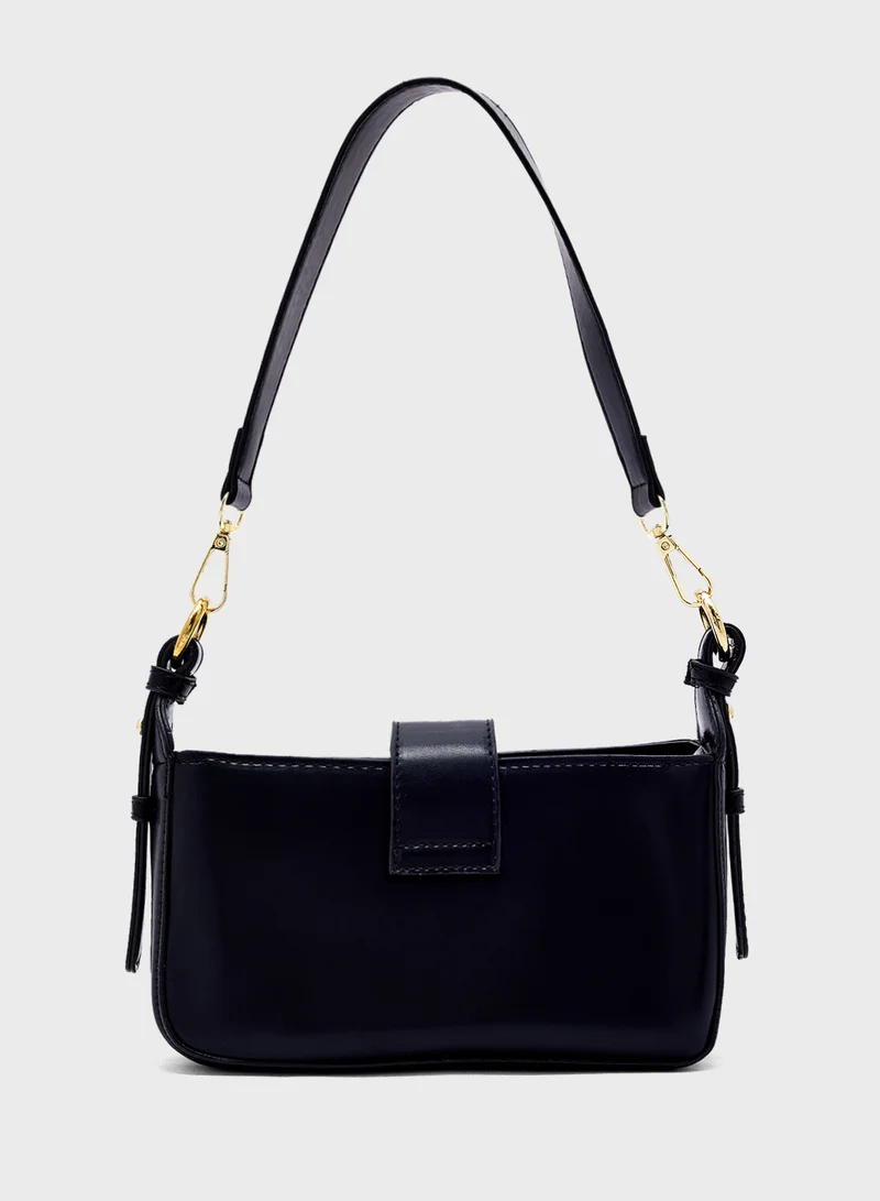 ايلا Metal Trim Detail Crossbody Bag With Long Strap
