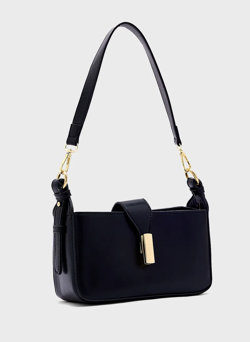 ايلا Metal Trim Detail Crossbody Bag With Long Strap