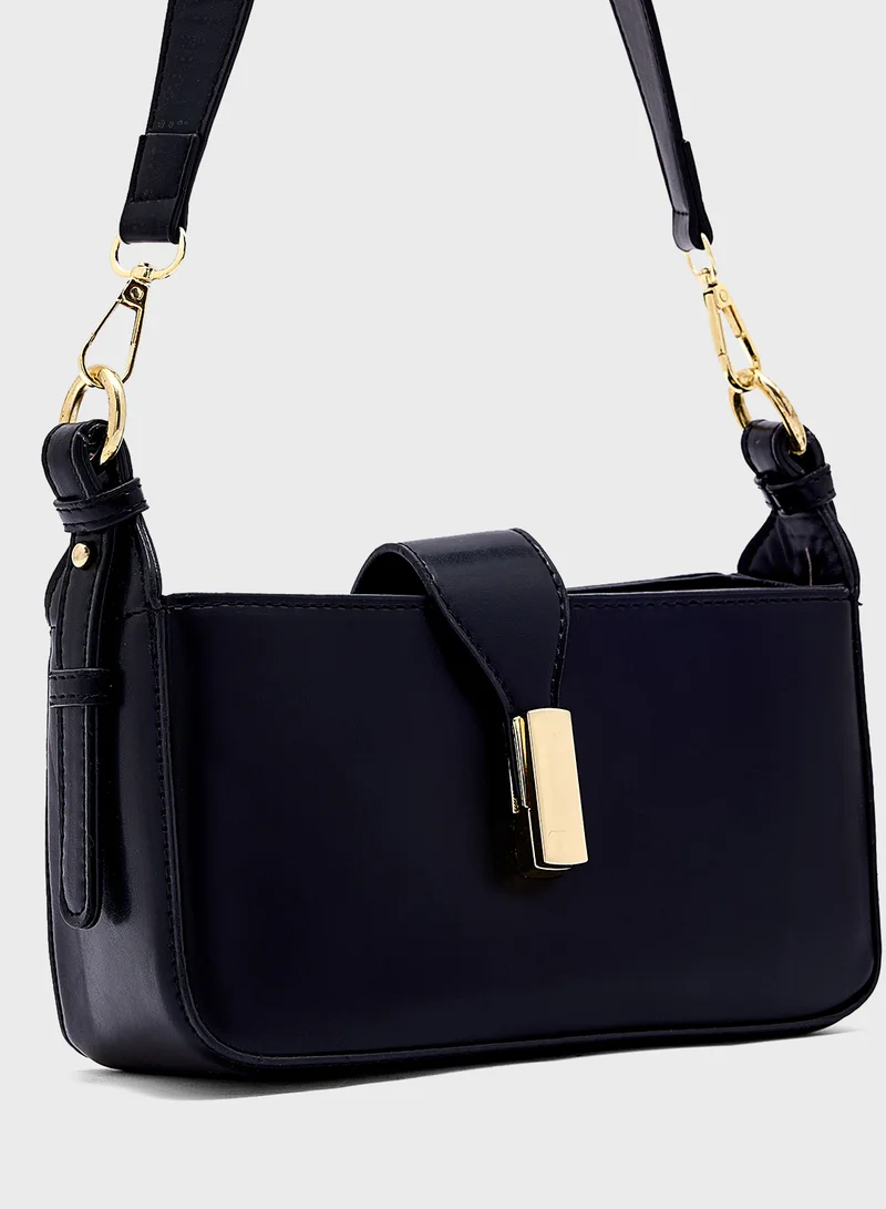 ايلا Metal Trim Detail Crossbody Bag With Long Strap