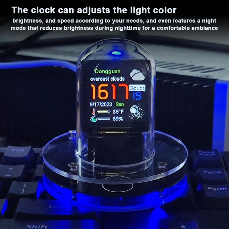 LED Glow Tube Clock WIFI Intelligent Clock Ornament LCD Screen Digital Clock Desktop Calendar for Home Office Decor Holiday Gift - Image 2
