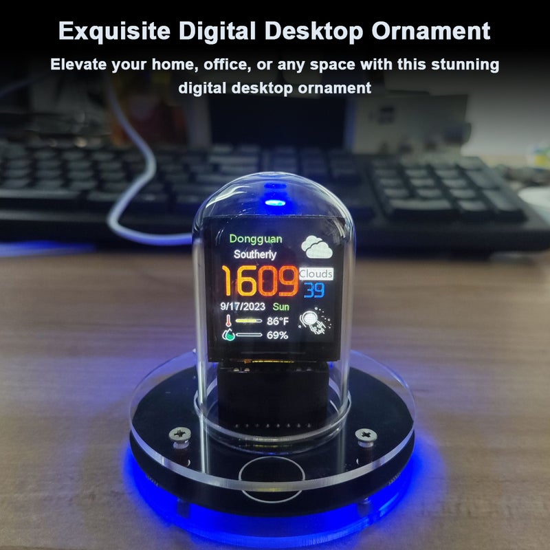 LED Glow Tube Clock WIFI Intelligent Clock Ornament LCD Screen Digital Clock Desktop Calendar for Home Office Decor Holiday Gift - Image 5