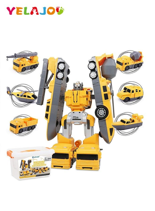 YelaJoy 6-in-1 Toys Construction Assemble Vehicles Transform into Robot Take apart cars - Image 1