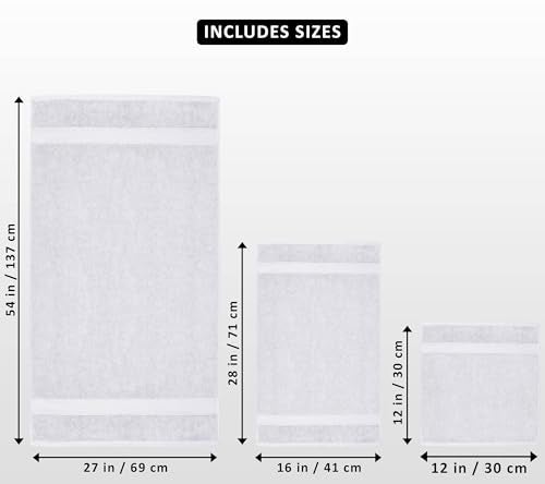 Utopia Towels 8 Piece Premium Towel Set, 2 Bath, 2 Hand, and 4 Wash Cloths, 600 GSM 100% Ring Spun Cotton, Highly Absorbent Towels for Bathroom, Gym, Hotel, and Spa, White - Image 2