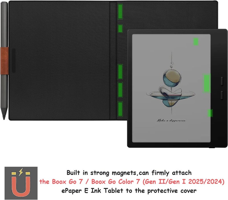 GOVTVA غلاف جلدي مغناطيسي لجهاز Boox Tablet Go Color 7 بوصة 7 (الجيل الثاني/الجيل الأول 2025/2024) / Onyx Boox Go 7 - غلاف رقيق خفيف الوزن للغاية مع تفعيل/إيقاف التشغيل التلقائي وحامل قلم وإغلاق مغناطيسي (Vintage Brown) - Image 3
