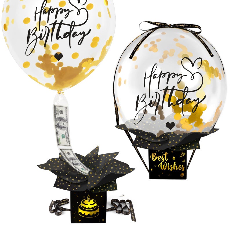 UQM Upgraded Birthday Money Box for Cash Gift Pull, Funny Pull Money Balloon Box Happy Birthday Surprise Set, Birthday Gifts for Women Men Best Friend Girlfriend Wife Sister - Image 1