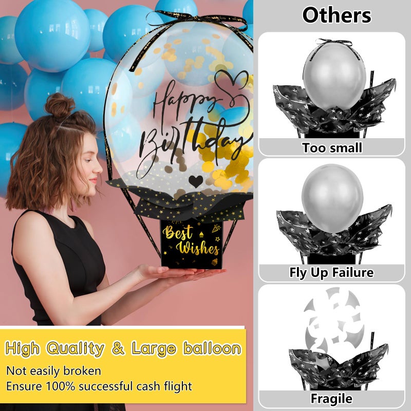 UQM Upgraded Birthday Money Box for Cash Gift Pull, Funny Pull Money Balloon Box Happy Birthday Surprise Set, Birthday Gifts for Women Men Best Friend Girlfriend Wife Sister - Image 2