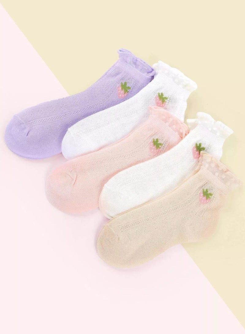 5pairs Baby Fruit Print Socks - Image 1